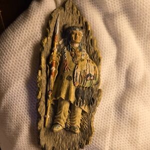 Vintage Buffalo Chief In Resin Native American Warrior Figurine